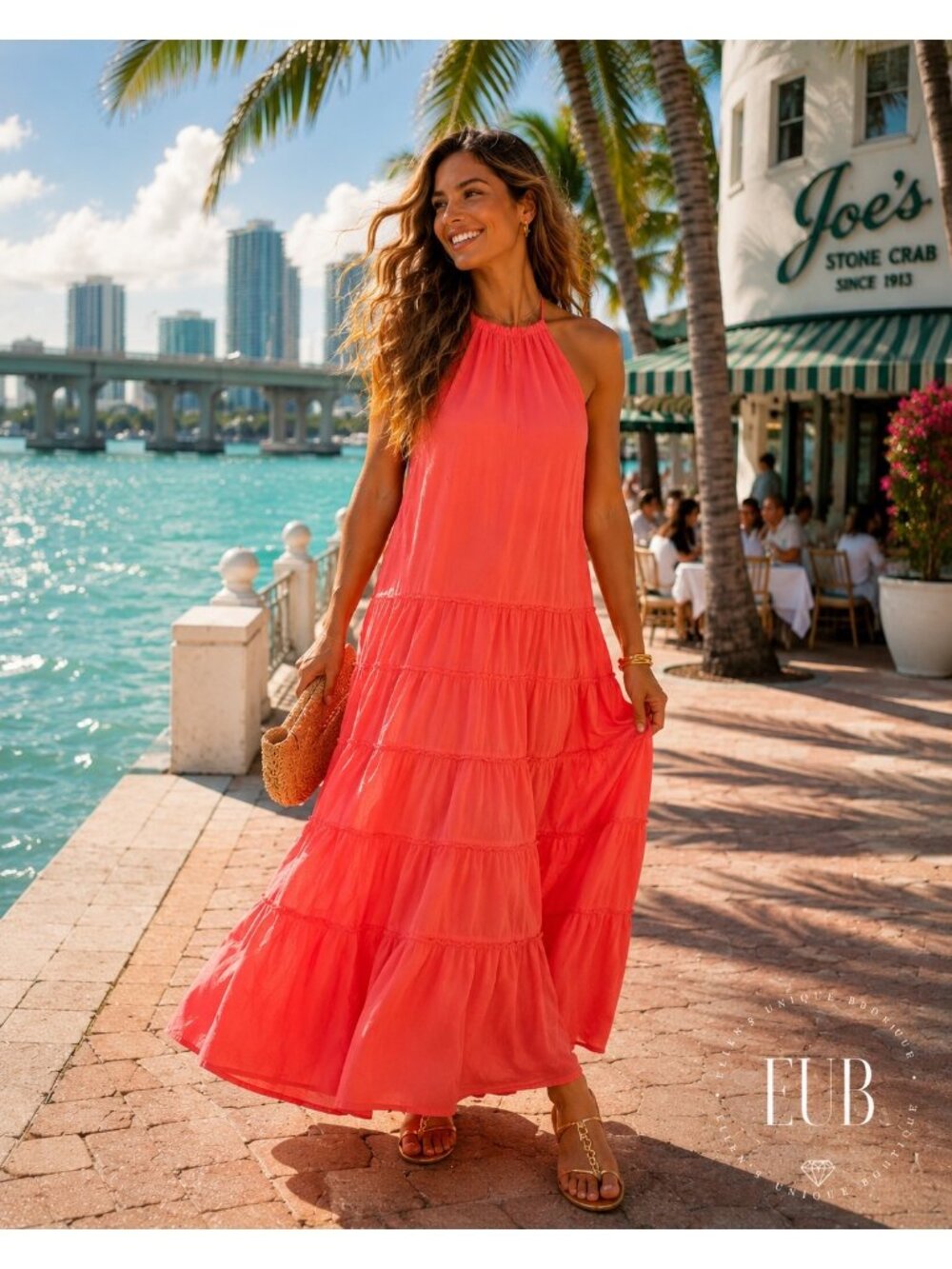 Free People Somewhere Sunny Maxi Radiant Watermelon Dress Size Large New